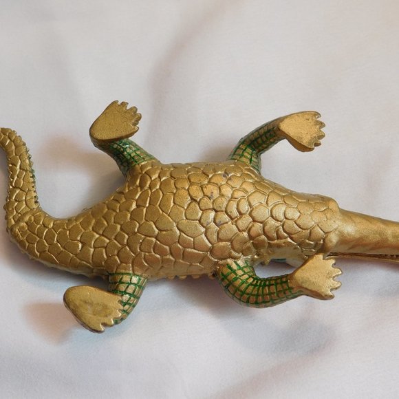 Vintage Crocodile Enameled Rhinestone Figurine - Picture 5 of 6